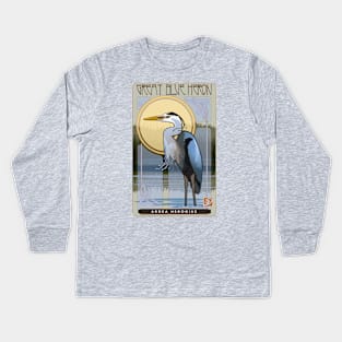 Great Blue Heron Kids Long Sleeve T-Shirt